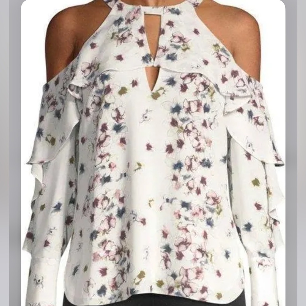 BCBGMaxAzria Floral Cold Shoulder Blouse